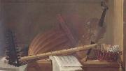HUILLIOT, Pierre Nicolas Still Life of Musical Instruments (mk14) Spain oil painting reproduction